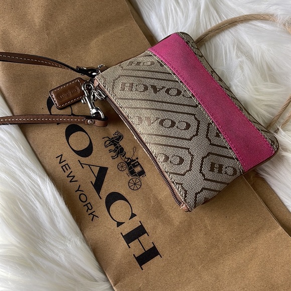 Coach | Brown Pink Wristlet Top Closure - Picture 8 of 10